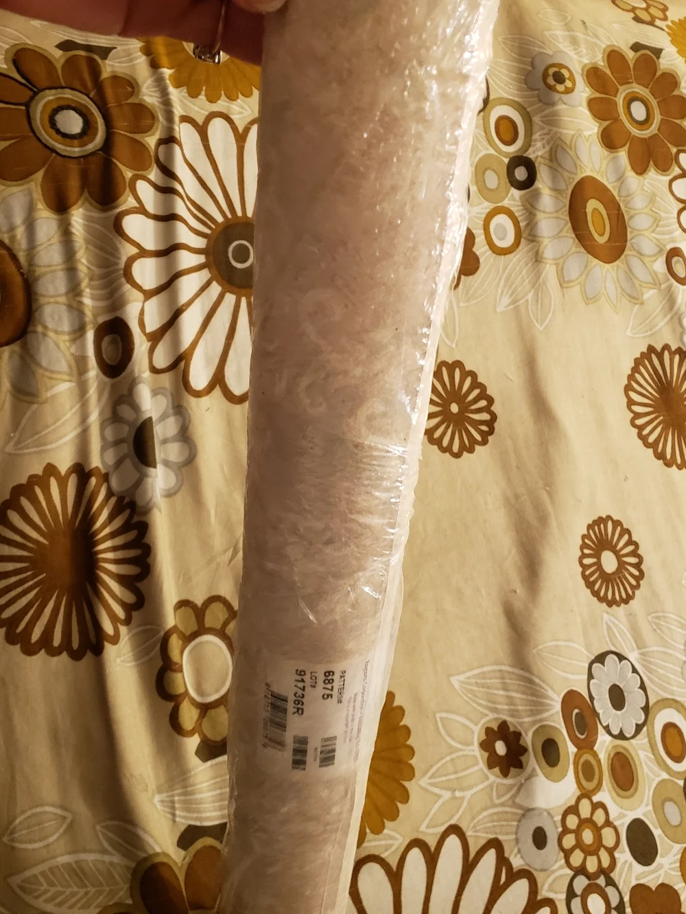 NOS Vtg Rich-Wall Fabric Backed Vinyl Wallpaper Pat.#6875- 1 Wrapped Dbl + 11.5'
